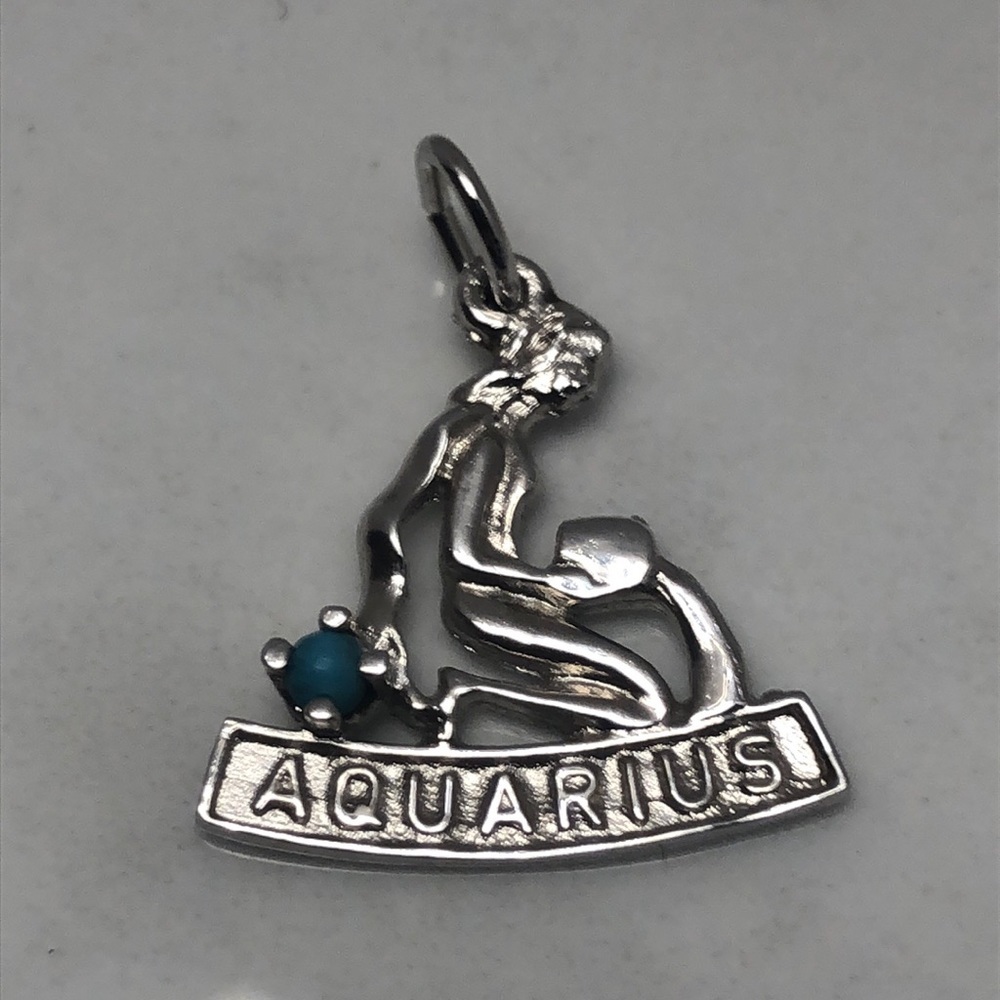 Aquarius blue stone charm zodiac pendant